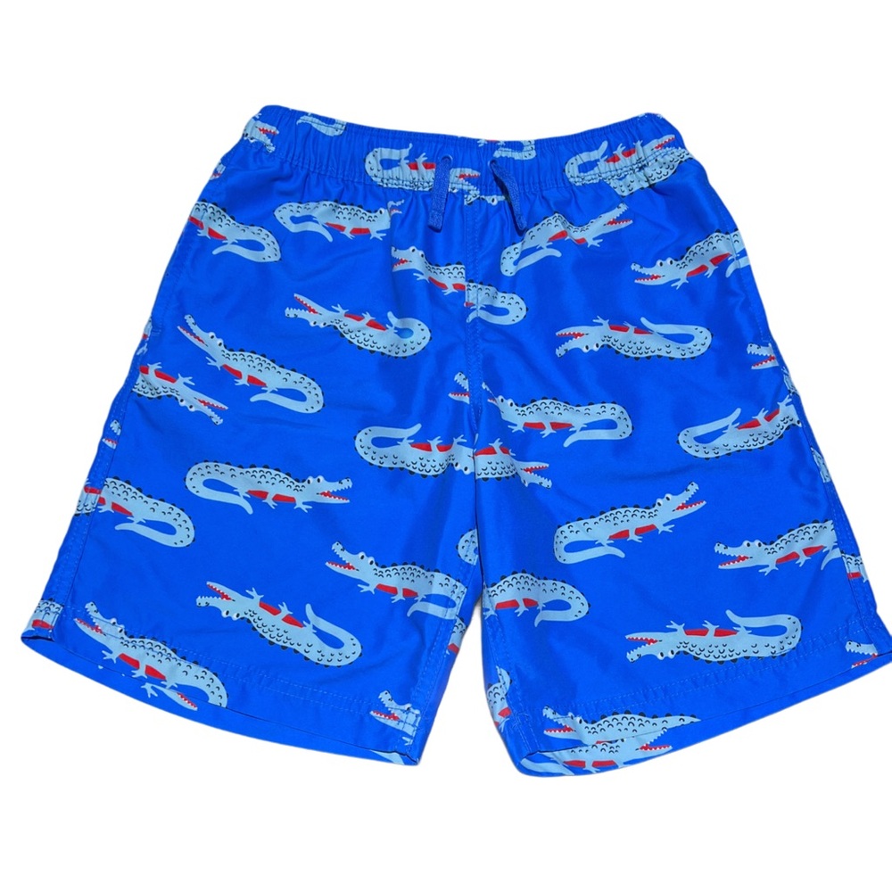 Hanna Andersson Kids Swim Trunks - Blue with Crocodile Print